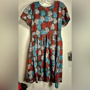 Lula Roe XL Dress Red White & Blue Flowers